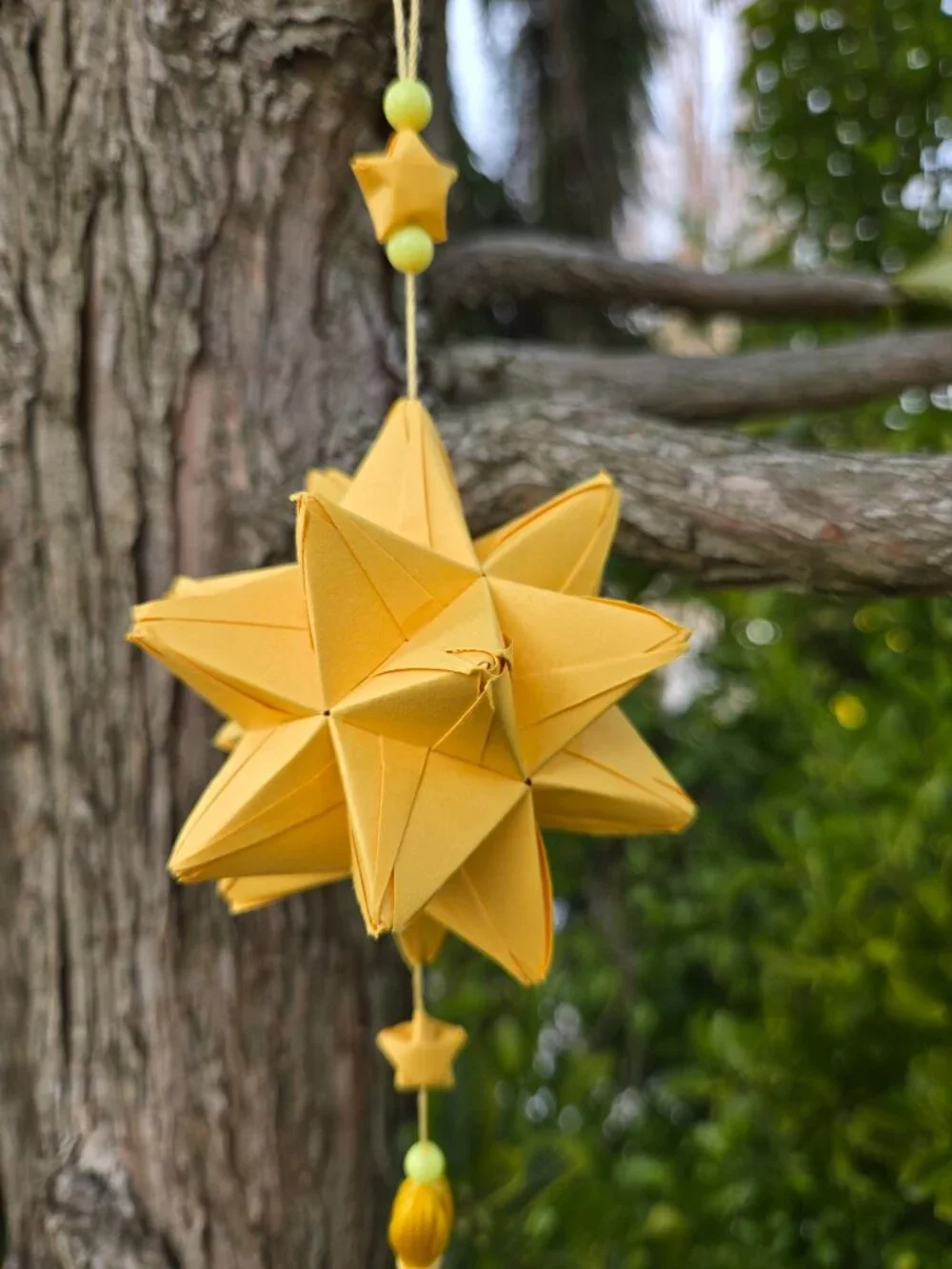 Handmade Kusudama Ornament | Yellow Star Tassel